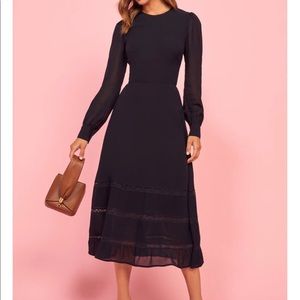 Reformation NWT Valerie Dress, Black long sleeve